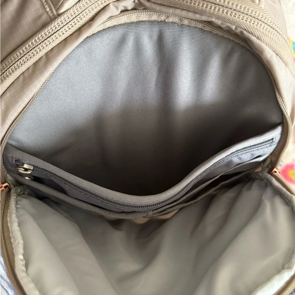The North Face Taupe Ripstop Daypack with Bungee Storage
